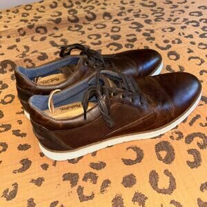 Bull Boxer Shoes Mens 12 Leather Lace Up Jasyn Plain Toe Oxford Dress Shoe Brown